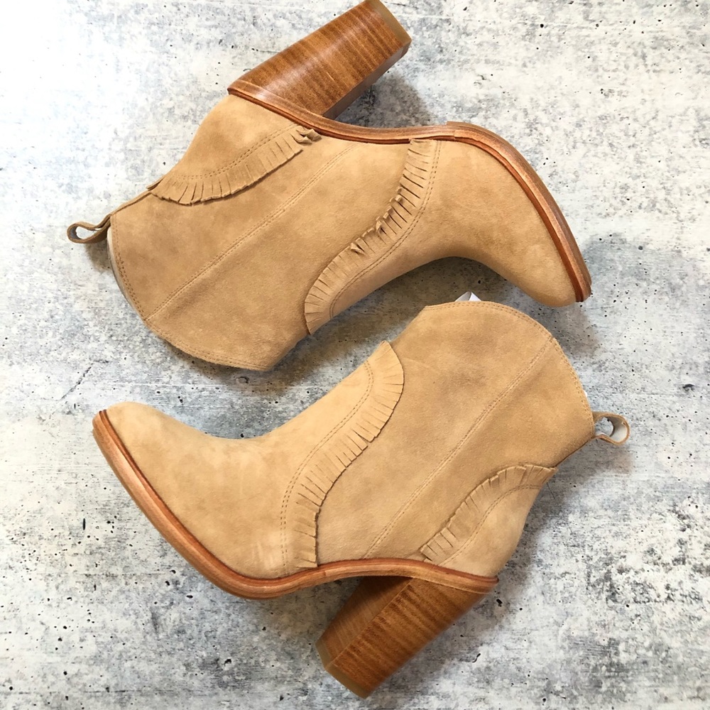 NEW Joie Mathilde Natural Suede Western Booties 37